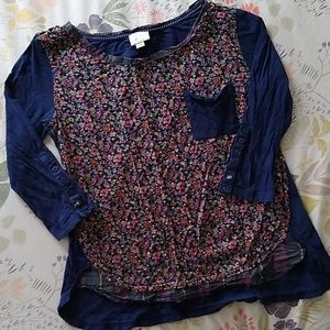 Anthropologie postmark floral/plaid shirt